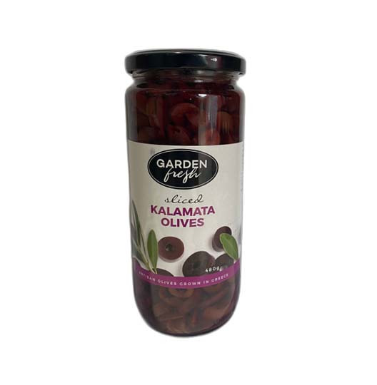 Garden fresh sliced kalamata olives