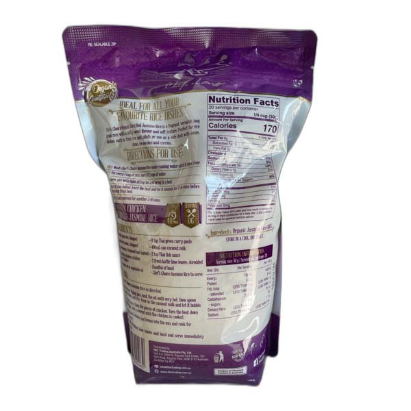 Chef's Choice Organic Jasmine Rice 1kg