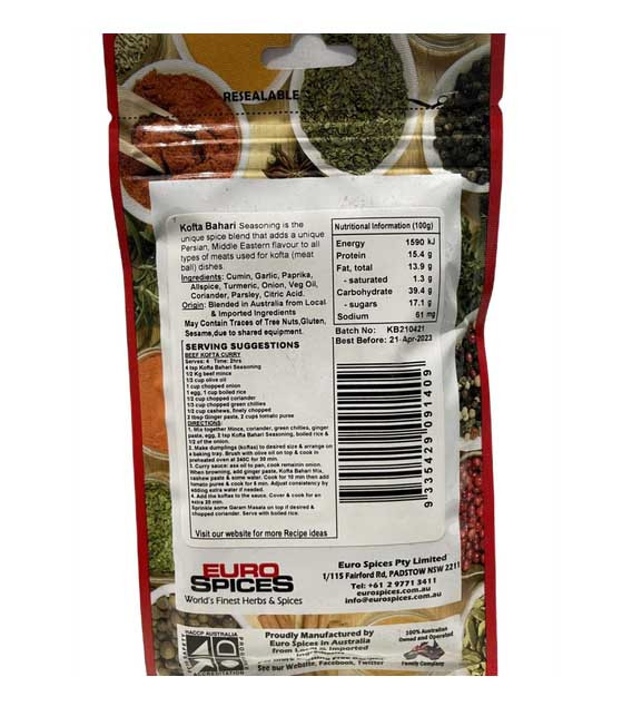 Euro Spices Kofta Bahari Middle Eastern Seasoning