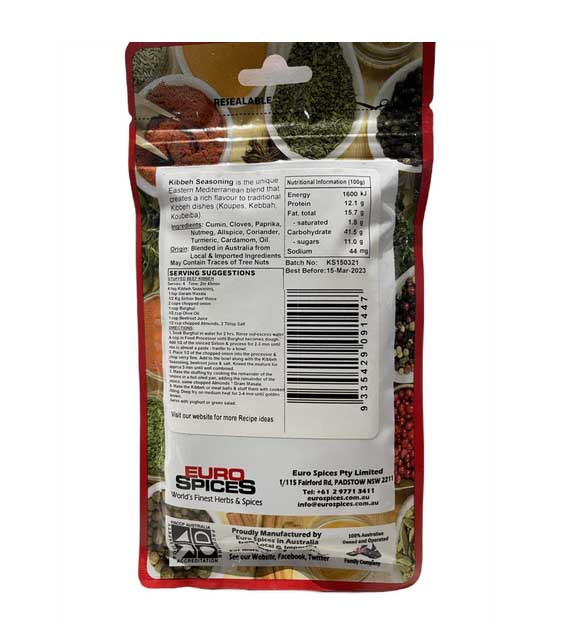 Euro Spices Kibbeh Middle Eastern Seasoning