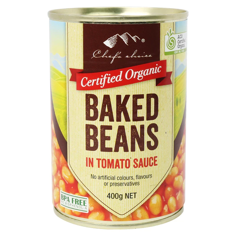 Chef's Choice Organic Baked Beans In Tomato Sauce 400g