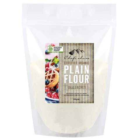 CHEF'S CHOICE ORGANIC UNBLEACHED PLAIN FLOUR 500G