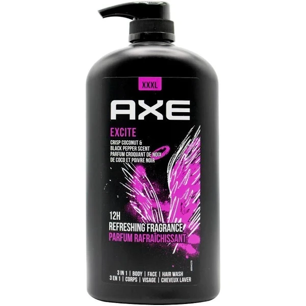 Axe 3in1 Body + Face + Hair Wash Excite Crisp Coconut & Black Pepper Scent 1L