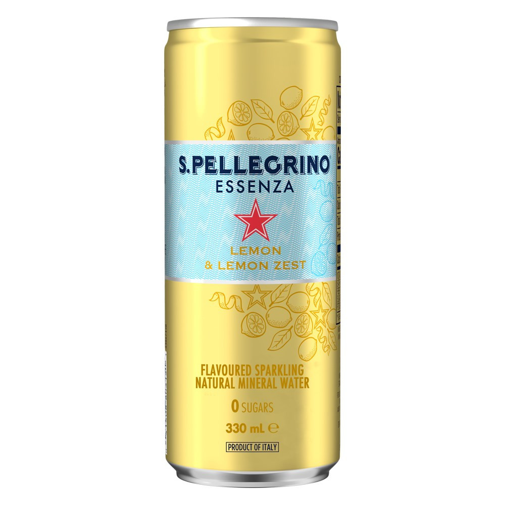 San Pellegrino Essenza Lemon & Lemon Zest Slim Can 330ml